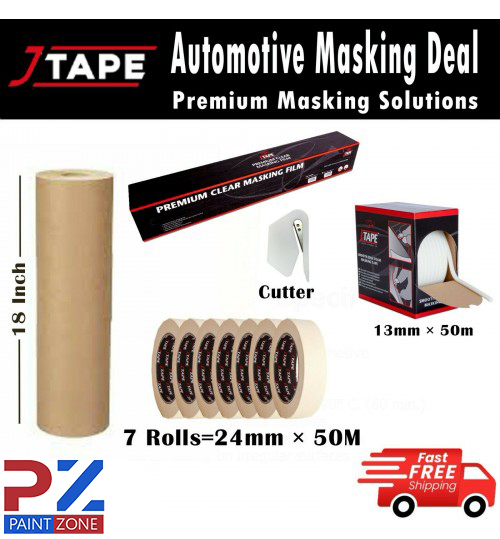 J Tape MASKING TAPE 24MM x 50m, MASKING POLY FILM, 18 "PAPER & FOAM EDGING TAPE